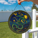 Mega Rayquaza Starry Night Pokemon Stained Glass Suncatcher