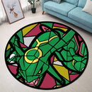 Rayquaza Pokemon Stained Glass Round Rug