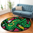 Rayquaza Pokemon Stained Glass Round Rug