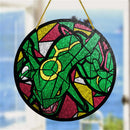 Rayquaza Pokemon Round Stained Glass Suncatcher