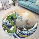Rayquaza vs Dyoxic Pokemon The Great Wave Round Rug