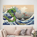 Rayquaza vs Dyoxic The Great Wave Japan - Living Room - Canvas Wall Art - Print - Wall Decor