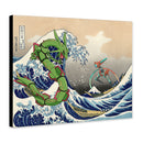 Rayquaza vs Dyoxic The Great Wave Japan - Living Room - Canvas Wall Art - Print - Wall Decor