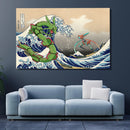Rayquaza vs Dyoxic The Great Wave Japan - Living Room - Canvas Wall Art - Print - Wall Decor