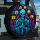Reaper Skull With Candle Stained Glass Jeep Car Spare Tire Cover