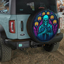 Reaper Skull With Candle Stained Glass Jeep Car Spare Tire Cover