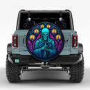 Reaper Skull With Candle Stained Glass Jeep Car Spare Tire Cover