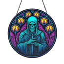 Reaper Skull With Candle Stained Glass Suncatcher