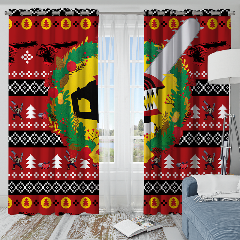 Red Chainsaw Man Denji Window Curtain