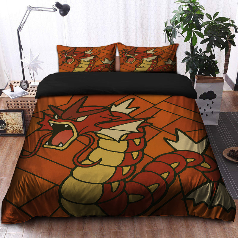 Red Gyarados Stained Glass Bedding Set