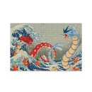 Red Vs Blue Gyarados Pokemon The Great Wave Japan Jigsaw Puzzle