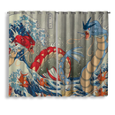 Red Vs Blue Gyarados Pokemon The Great Wave Japan Window Curtain