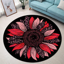 Red Cheetah Sunflower Round Rug