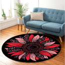 Red Cheetah Sunflower Round Rug
