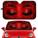 Red Glitter Lashes Eyes Car Auto Sunshades
