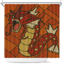 Red Gyarados Stanied Glass Pokemon Shower Curtain