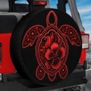 Red Hibiscus Sea Turtle Custom Jeep Wheel Cover With Camera Hole