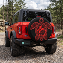 Red Hibiscus Sea Turtle Custom Jeep Wheel Cover With Camera Hole