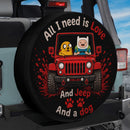 Red Jeep Finn And Jake Love Dog Car Spare Tire Cover