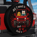 Red Jeep Finn And Jake Love Dog Custom Wheel Cover With Camera Hole