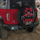 Red Jeep Girl American Flag Car Spare Tire Cover