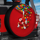 Red Jeep M&M Chocolate Candy Spill Car Spare Tire Cover