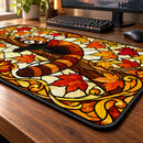 Red Panda Autumn Stained Glass Desk Mat