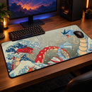 Red Vs Blue Gyarados Pokemon The Great Wave Japan Desk Mat