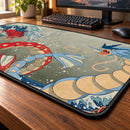 Red Vs Blue Gyarados Pokemon The Great Wave Japan Desk Mat