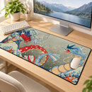 Red Vs Blue Gyarados Pokemon The Great Wave Japan Desk Mat