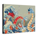 Red Vs Blue Gyarados Pokemon The Great Wave Japan - Living Room - Canvas Wall Art - Print - Wall Decor