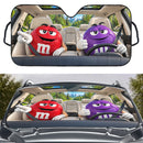 Red & Purple Funny M&M Chocolate Custom Car Windshield Sunshades