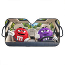 Red & Purple Funny M&M Chocolate Custom Car Windshield Sunshades