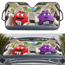 Red & Purple M&M Chocolate Custom Car Windshield Sunshades