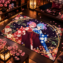 Rem And Ram Foral Kimono ReZero Rectangular Area Rug