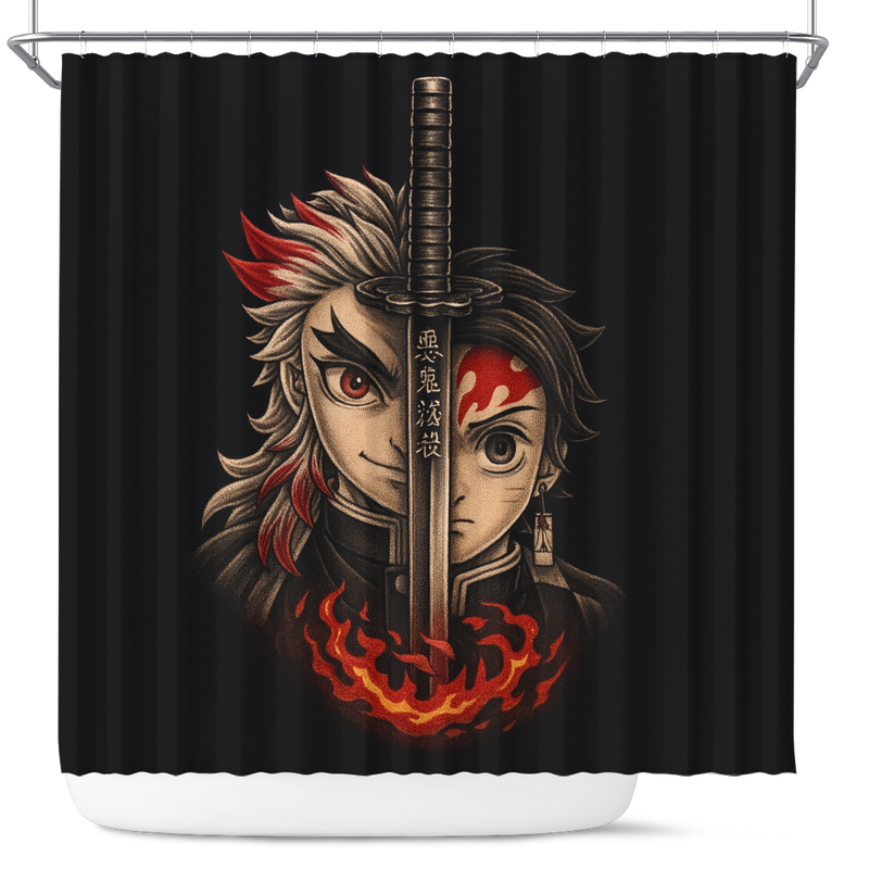 Rengoku & Tanjiro Demon Slayer Shower Curtain