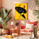 Retro Black Woman Surreal Art Yellow Hat - Living Room - Canvas Wall Art - Print - Wall Decor
