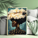 Retro Black Woman Surreal Cloud - Living Room - Canvas Wall Art - Print - Wall Decor