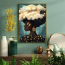 Retro Black Woman Surreal Cloud - Living Room - Canvas Wall Art - Print - Wall Decor