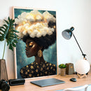 Retro Black Woman Surreal Cloud - Living Room - Canvas Wall Art - Print - Wall Decor