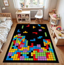 Retro Block Puzzle Rectangular Area Rug