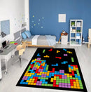 Retro Block Puzzle Rectangular Area Rug