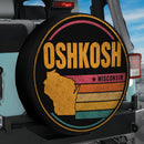 Retro Oshkosh Wisconsin Map Car Spare Tire Cover