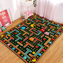 Retro Pac Man Maze Black Rectangular Area Rug