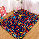Retro Pac Man Maze Blue Rectangular Area Rug