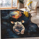 Rhino Balloon Watercolor Rectangular Area Rug