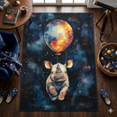 Rhino Balloon Watercolor Rectangular Area Rug
