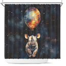 Rhino Watercolor Star Night Shower Curtain