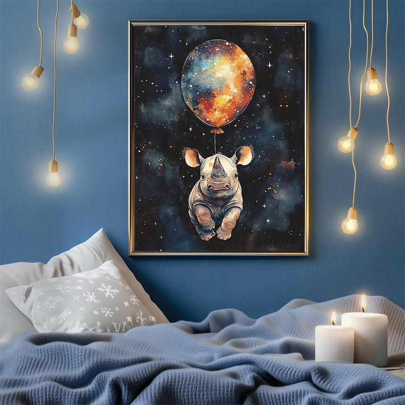 Baby Rhino Air Balloon - Living Room - Canvas Wall Art - Print - Wall Decor - Living Room - Canvas Wall Art - Print - Wall Decor