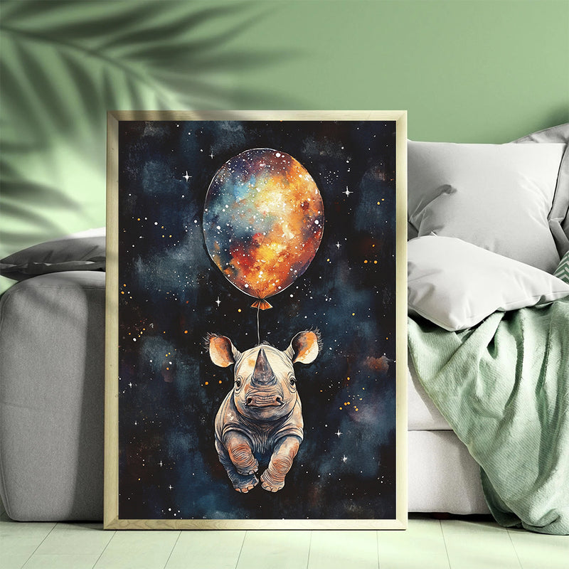 Baby Rhino Air Balloon - Living Room - Canvas Wall Art - Print - Wall Decor - Living Room - Canvas Wall Art - Print - Wall Decor